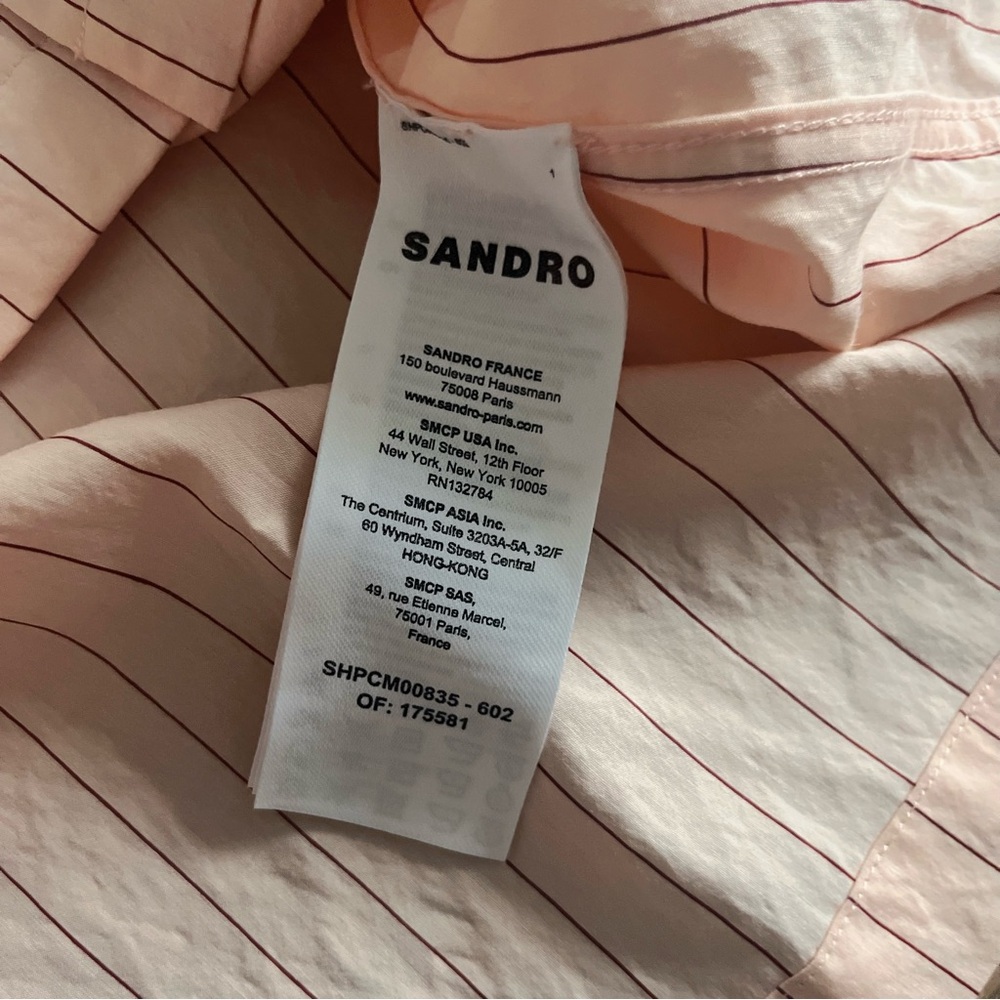 NWT Sandro Paris Vita Striped Button Down Shirt Size XL - Picture 5 of 9